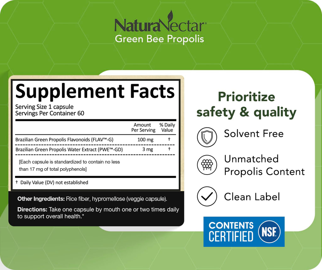 NaturaNectar Green Bee Propolis Capsules - 60 Capsules - image 5