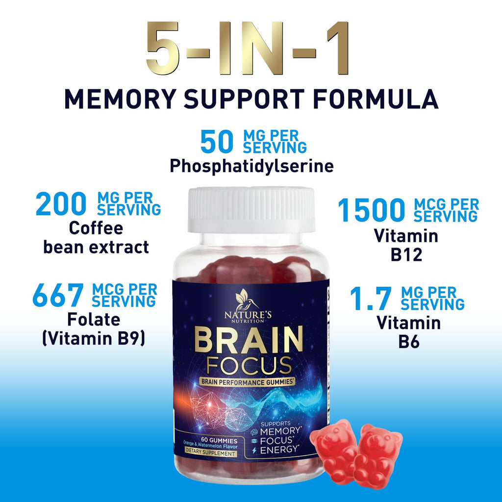 Nature's Nutrition Brain Supplement Gummies for Memory & Focus - 60 Gummies - image 3