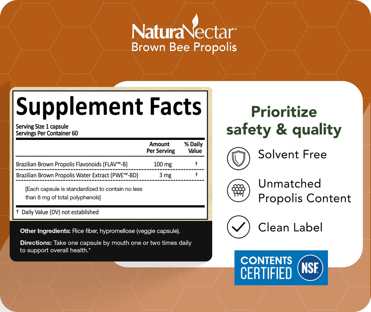 NaturaNectar Brown Bee Propolis - 60 Capsules - image 4