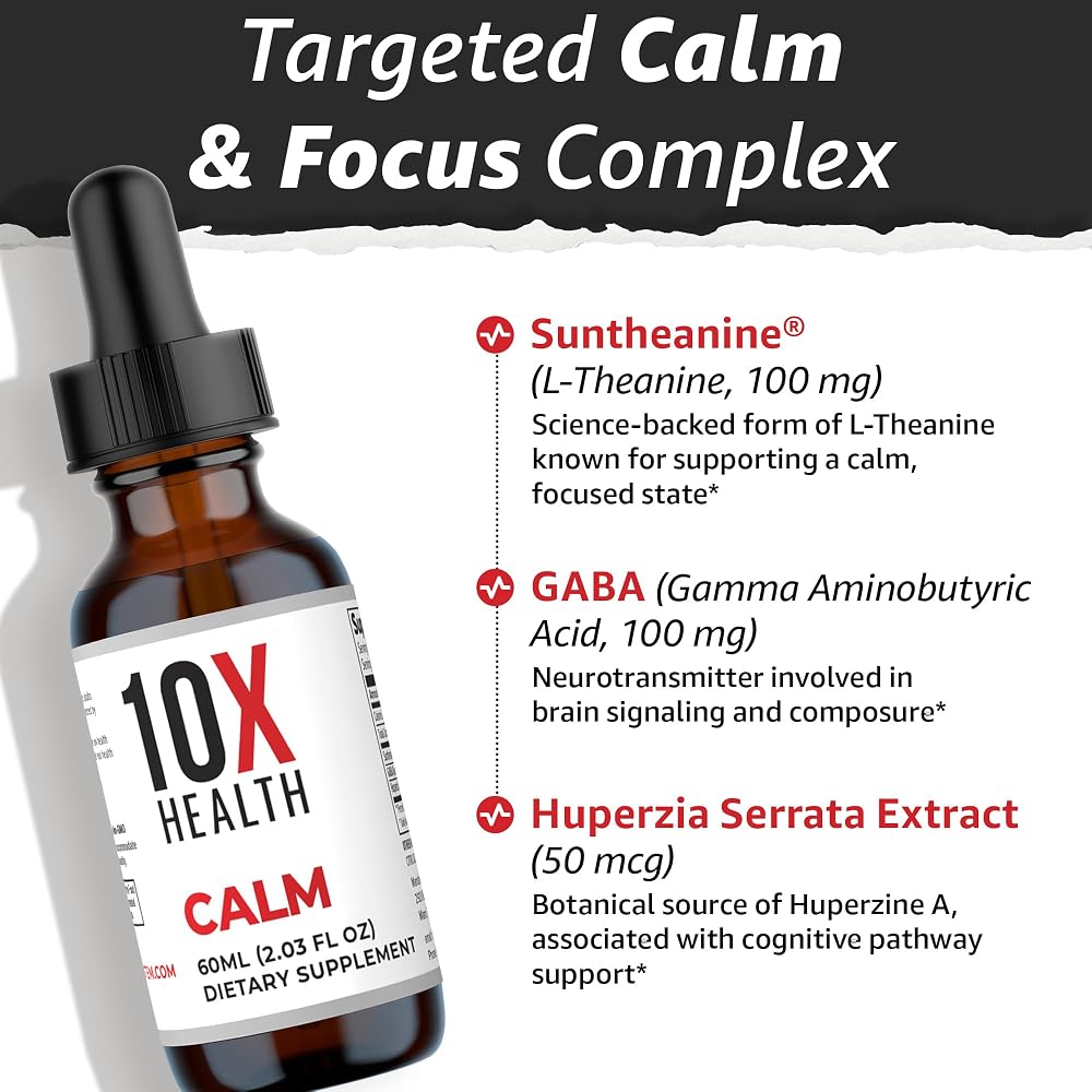 10X Health Calm Drops L-Theanine & GABA - 2.03 Fl Oz - image 3