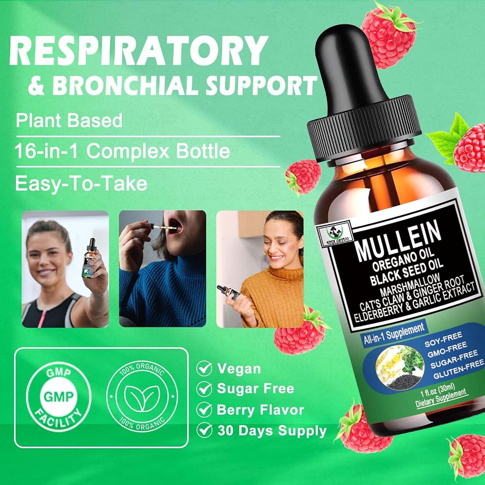Vita letuo Organic Mullein Drops with Oregano & Black Seed Oil - 1 Fl Oz - image 4