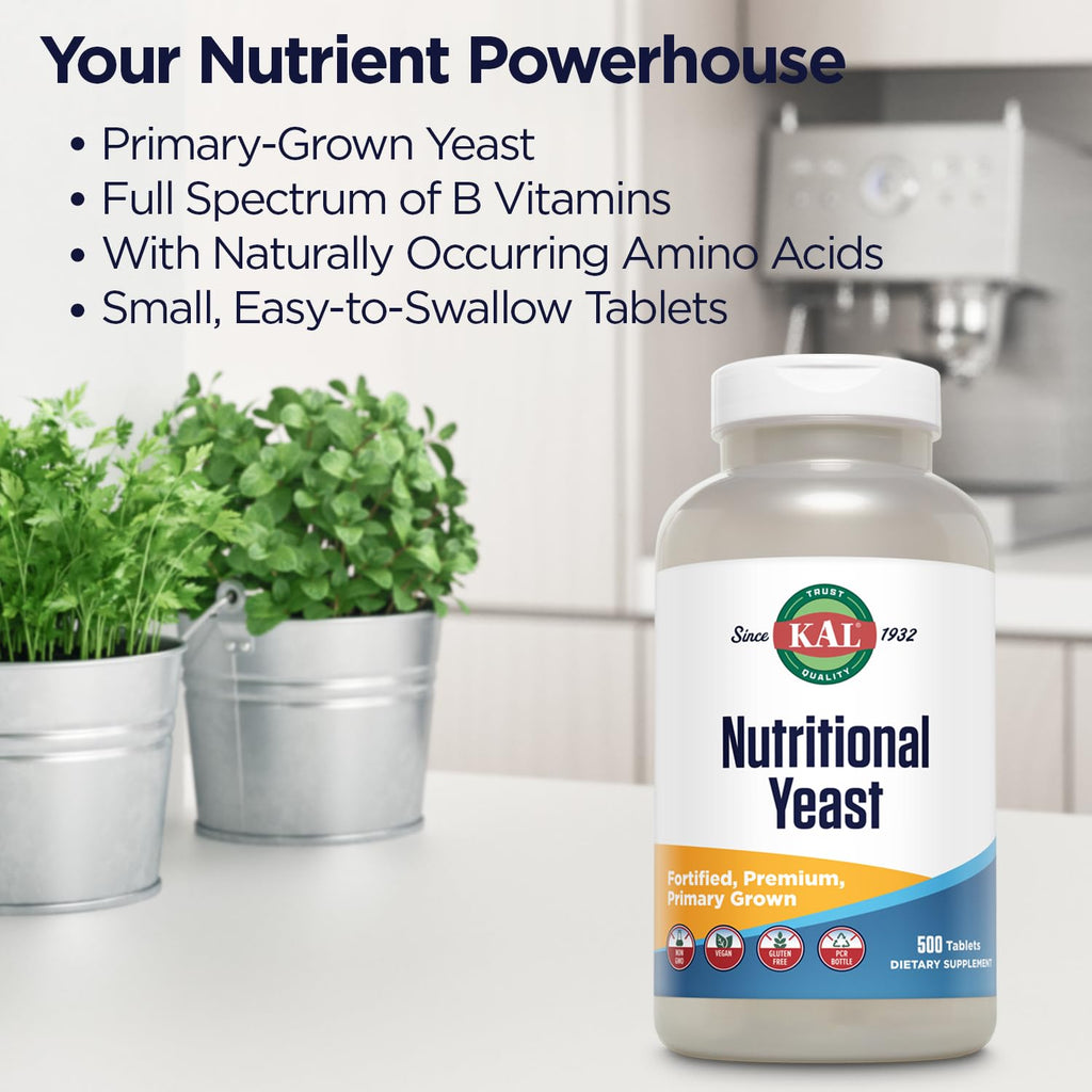 KAL Nutritional Yeast Supplement with B12 & Biotin - 500 Tablets - image 3