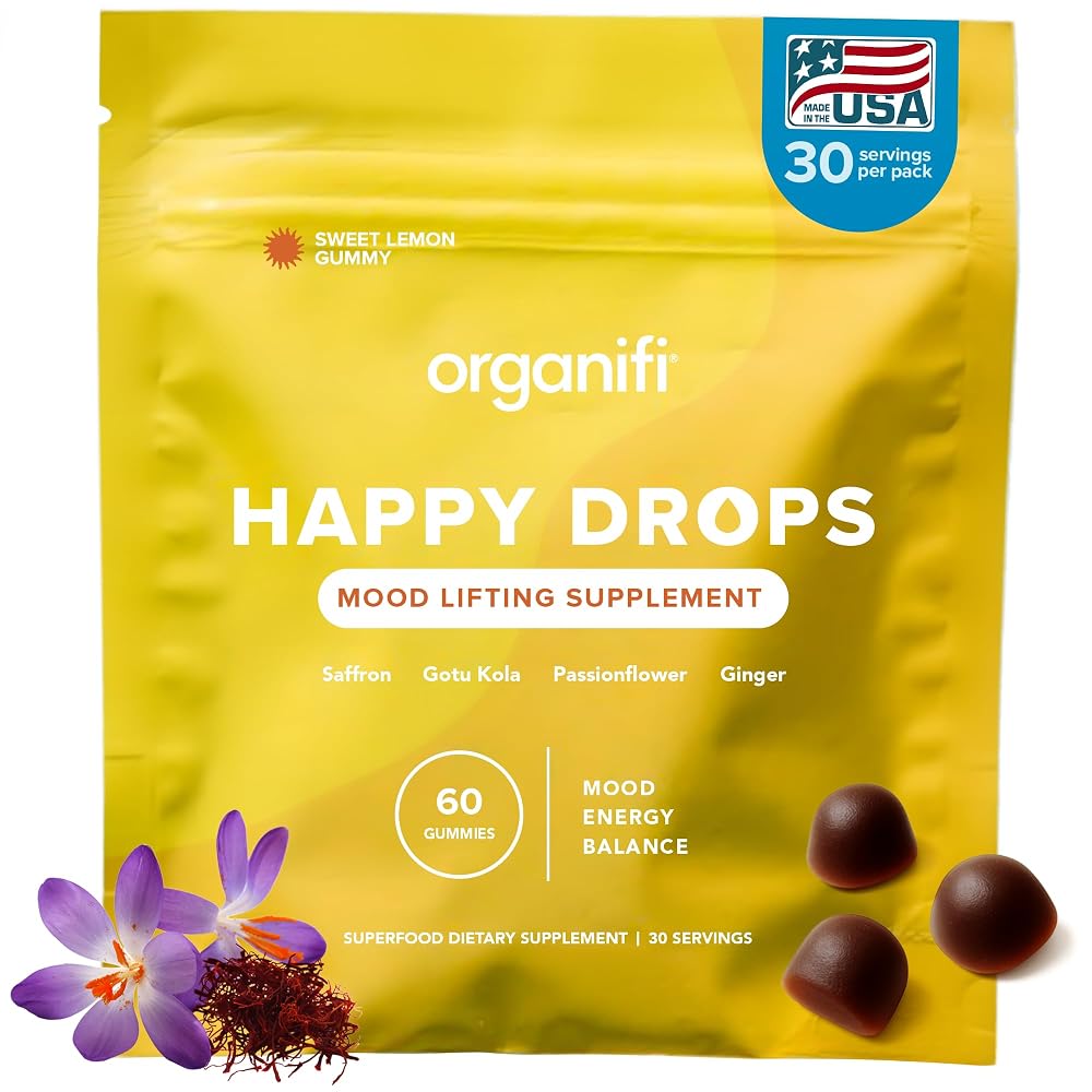 Organifi Happy Drops Natural Mood Lifting Gummies - 60 Count