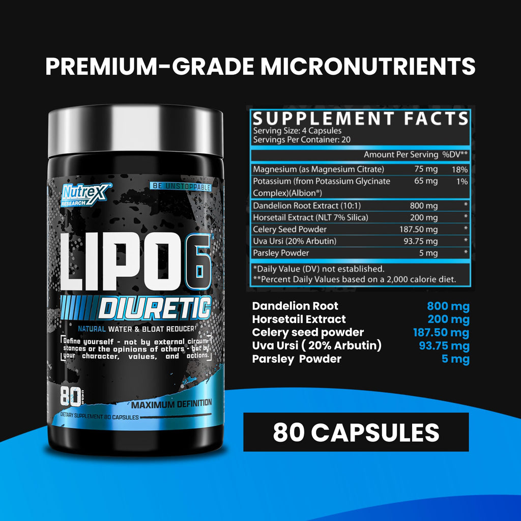 Nutrex Research Lipo 6 Diuretic Water Pills Bloat Relief - 80 Capsules - image 3