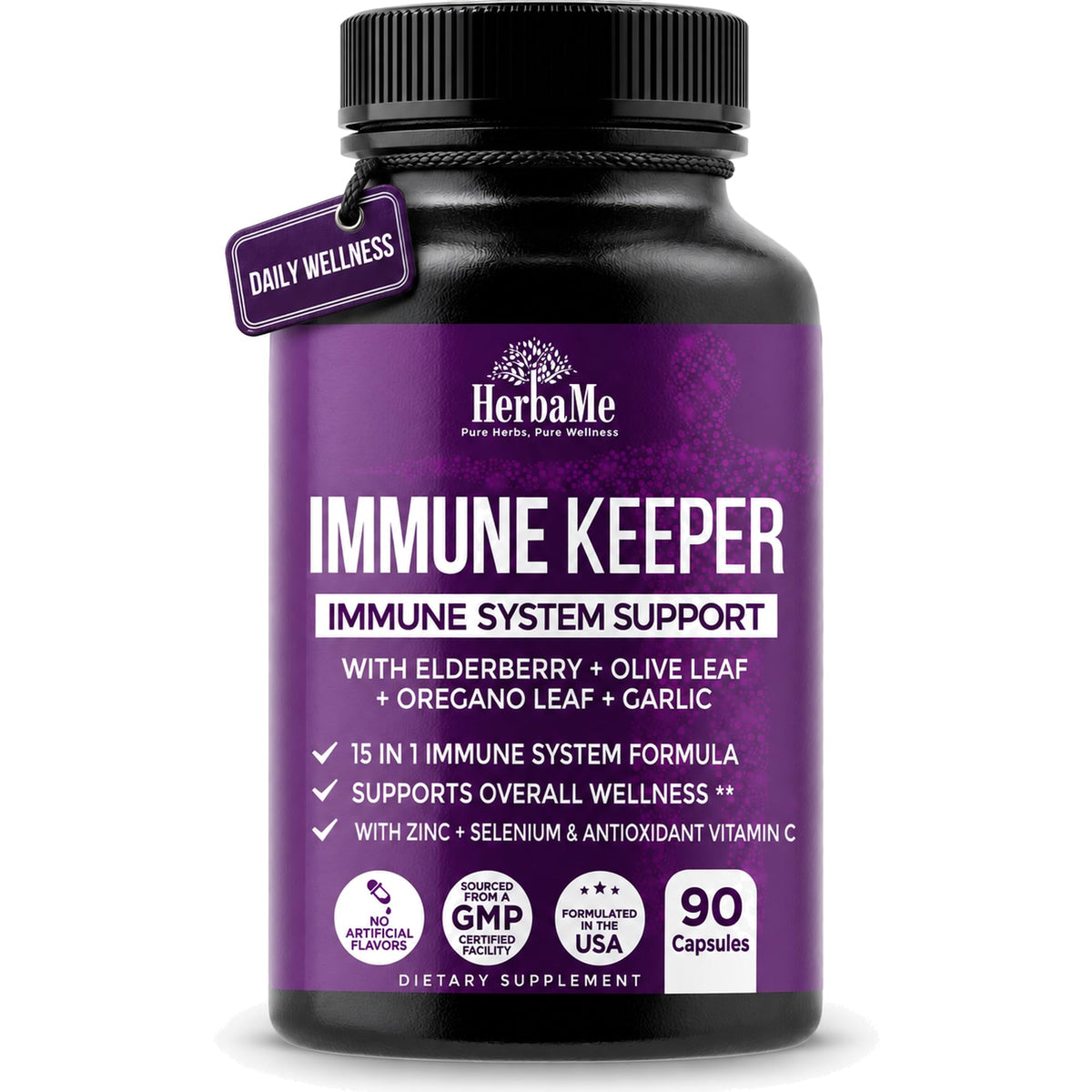 HerbaMe Immune Support Supplement with Elderberry & Zinc - 90 Capsules