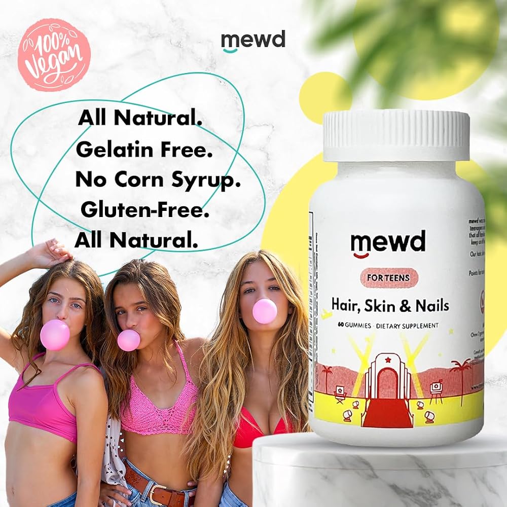 MEWD Teen and Kids Hair, Skin & Nails Multivitamin Gummies - 60 Count - image 2