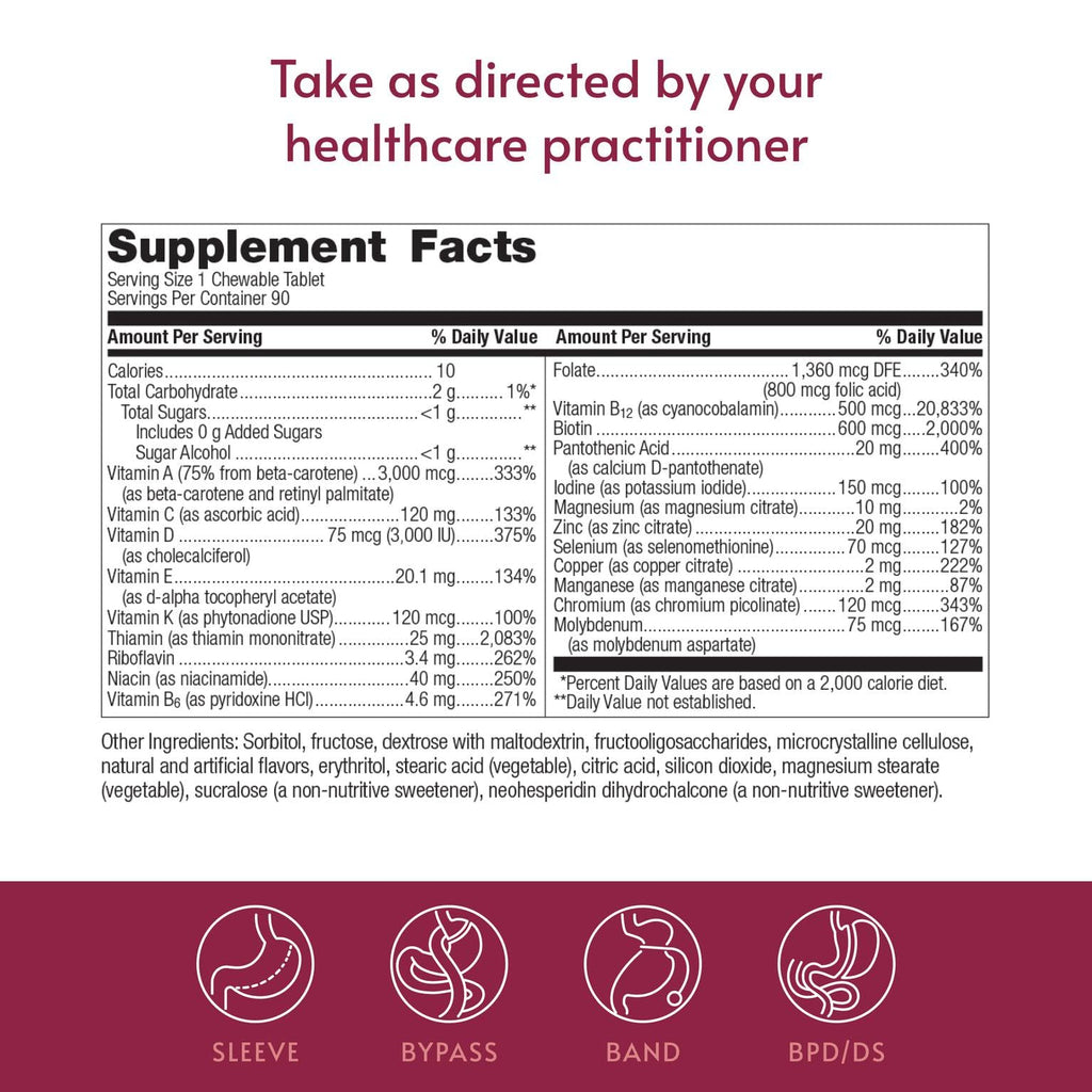 Bariatric Advantage Chewable Ultra Solo Without Iron - Once-Per-Day