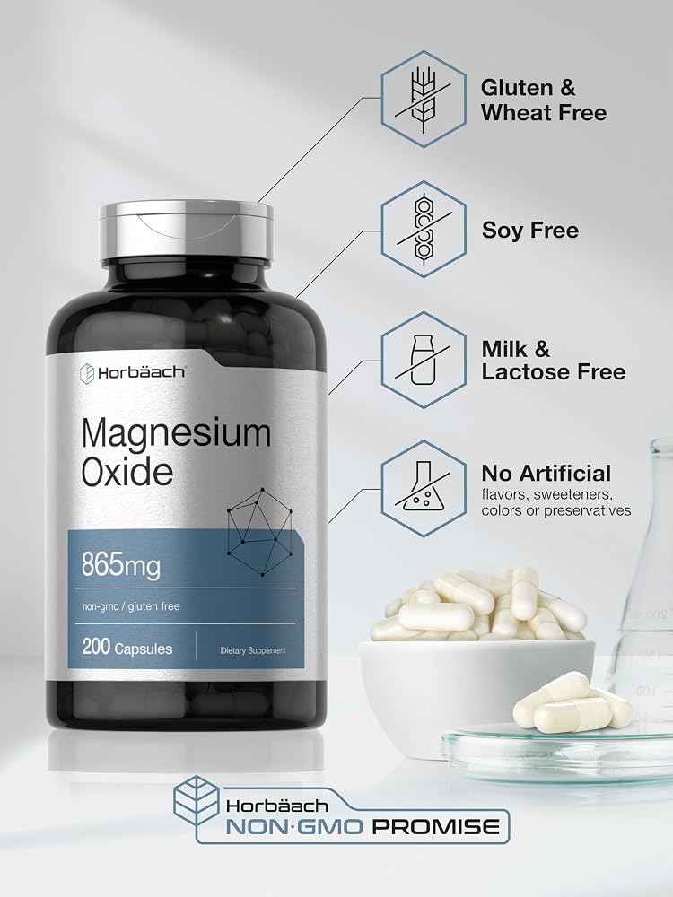 Horbäach Magnesium Oxide 500 mg - 200 Capsules - image 5