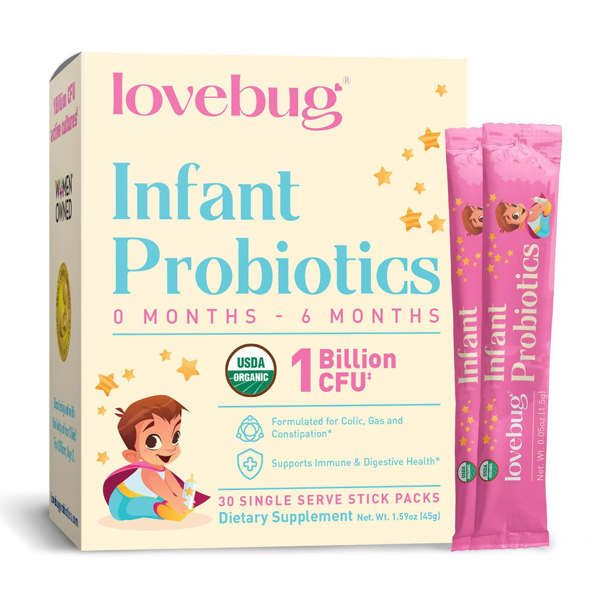 LOVEBUG Infant Probiotics 0-6 Months Powder - 30 Pack