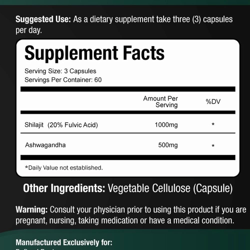 Blast Supplements Shilajit & Ashwagandha 1000mg/500mg - 180 Capsules - image 2