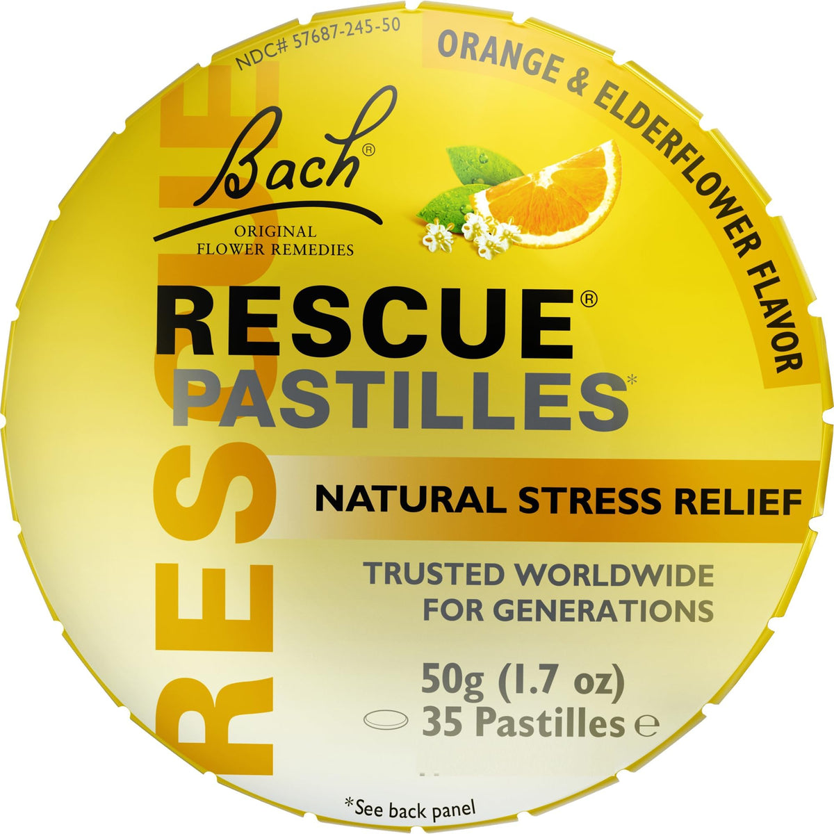RESCUE Pastilles Orange & Elderflower Stress Relief Lozenges - 35 Count