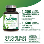 Nature's Nutrition Calcium 1200 mg with Vitamin D3 - Premium Bone