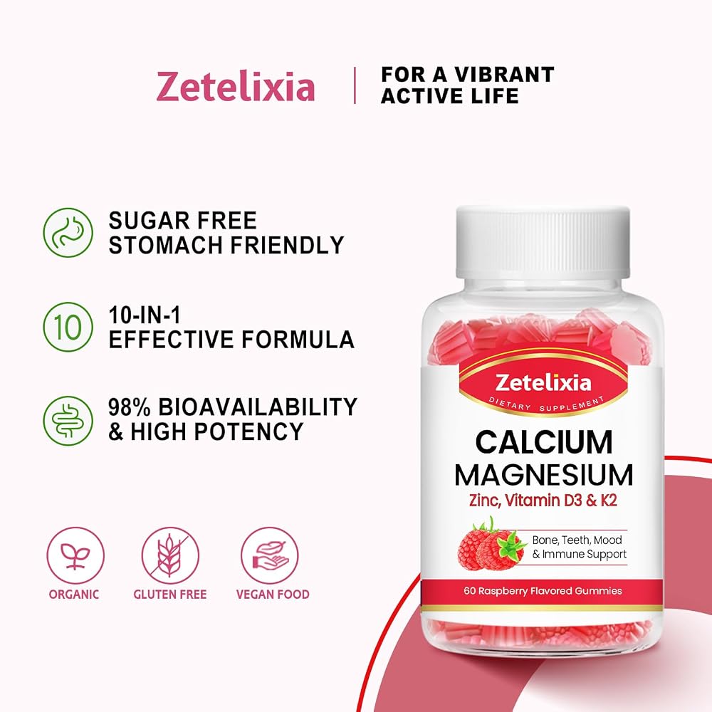 Zetelixia Sugar Free Calcium Magnesium Zinc Gummies