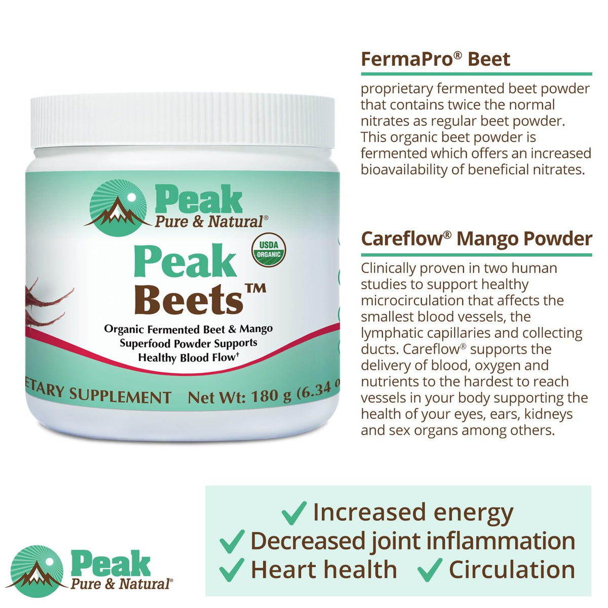 Peak Pure & Natural Beet Powder Nitric Oxide Supplement - 30 Servings - image 5