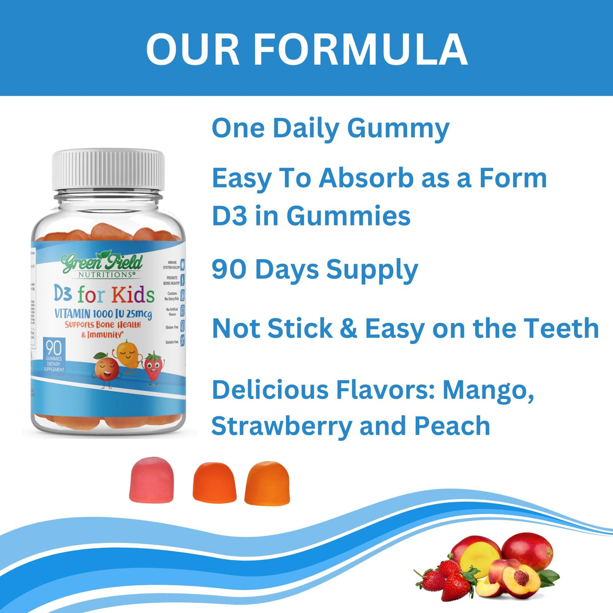 Greenfield Nutritions Halal Vitamin D3 for Kids 1000 IU - 90 Gummies - image 4