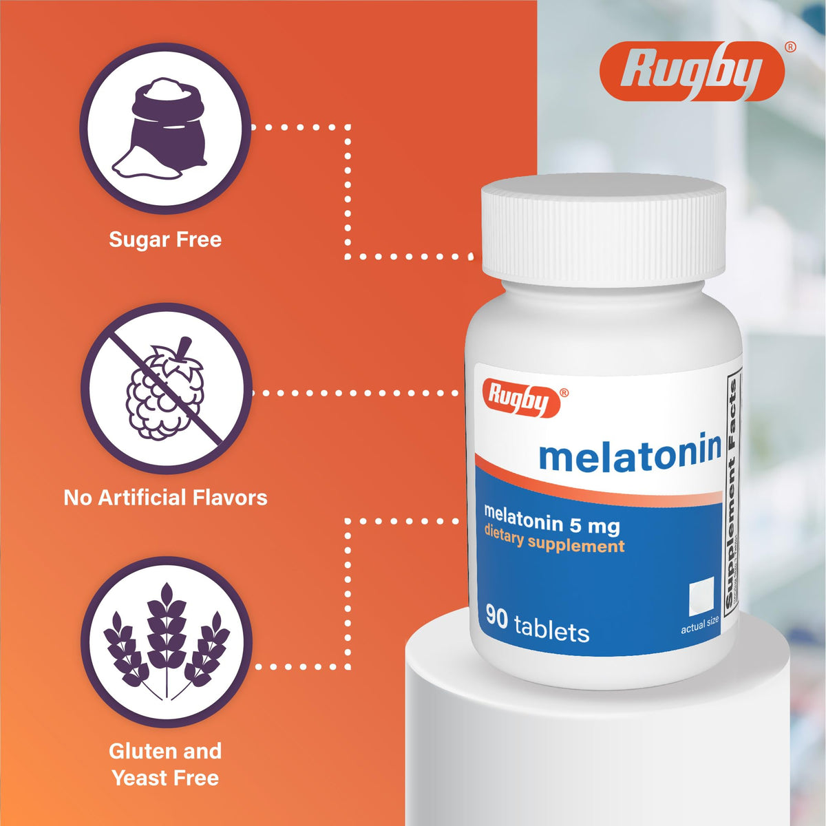 Rugby Melatonin 5mg Tablets - 90 Count - image 4
