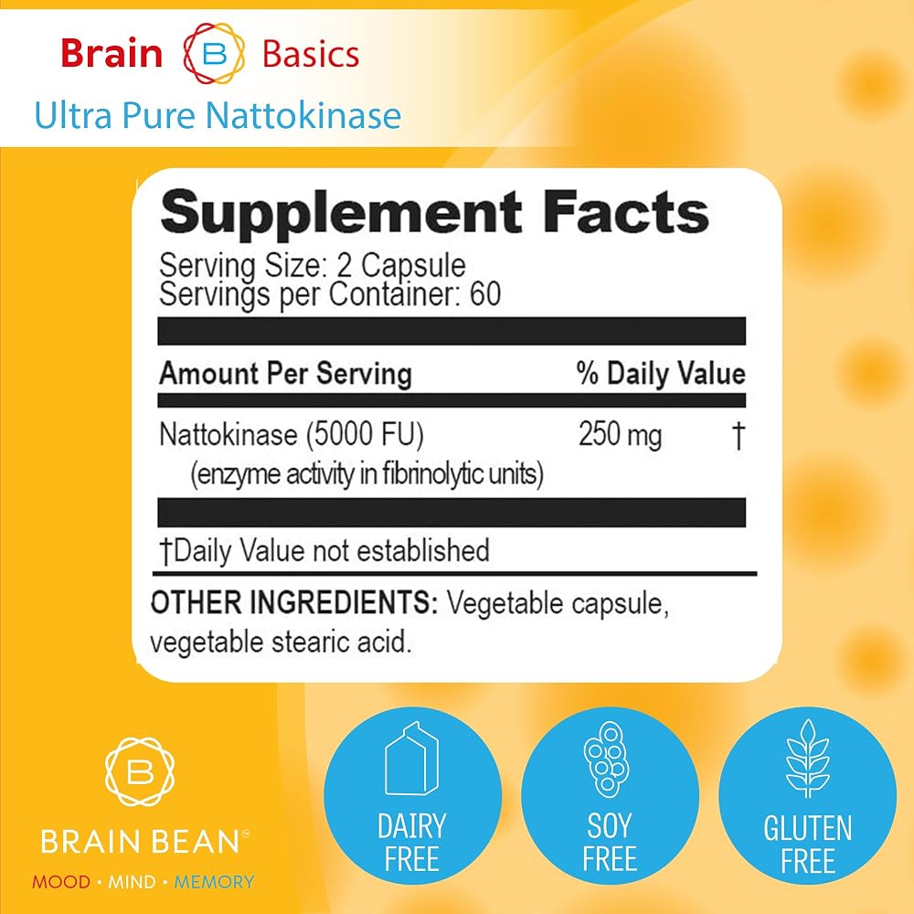 Brain Bean Nattokinase 5000 FU Circulation Support - 120 Capsules - image 4