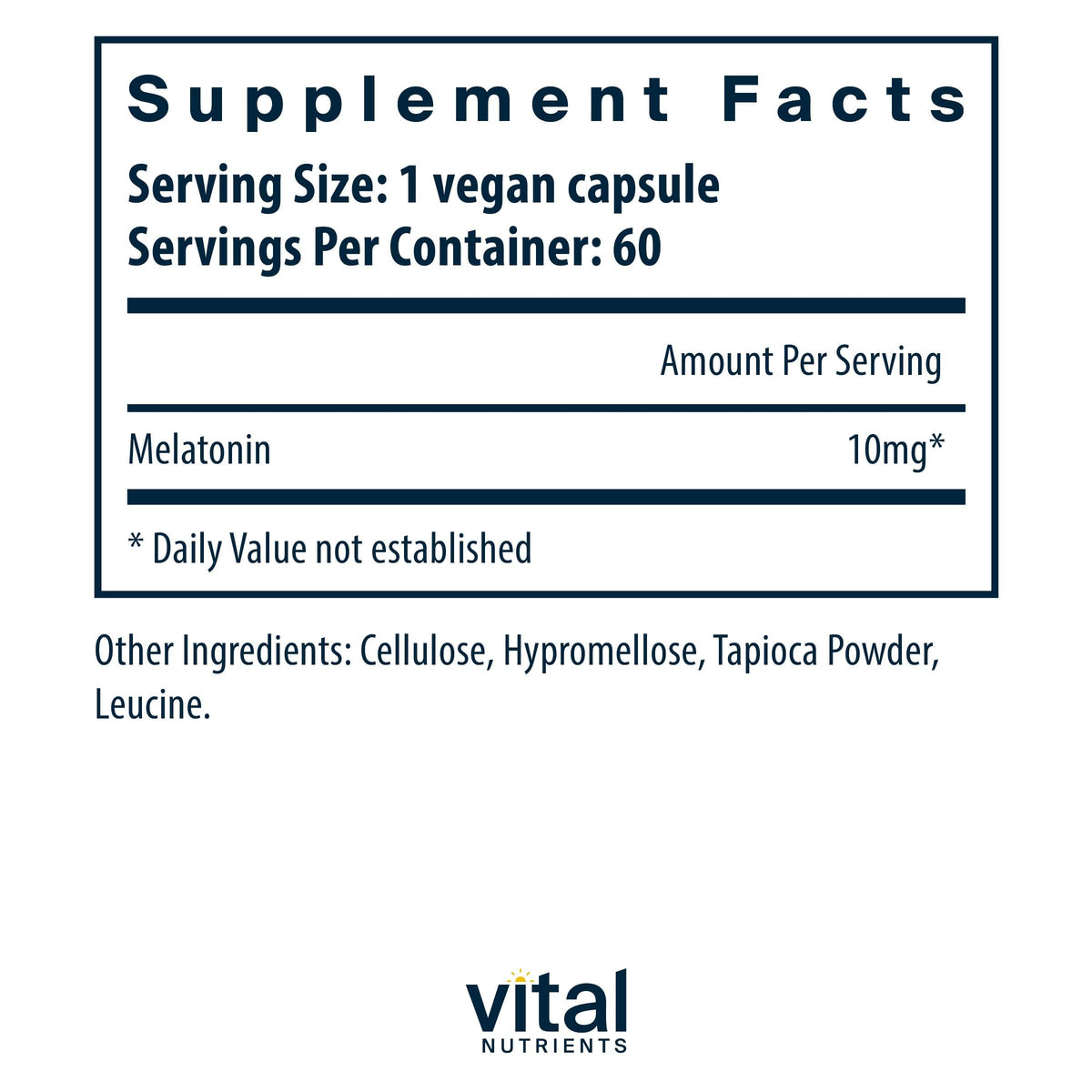 Vital Nutrients Melatonin 10mg Sleep Support - 60 Capsules - image 2