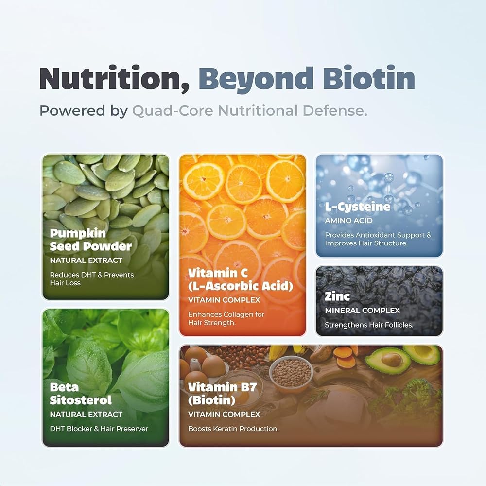 Hair Nutrition Supplement with Biotin & Vitamins - 30 Vegetarian Capsules - image 3