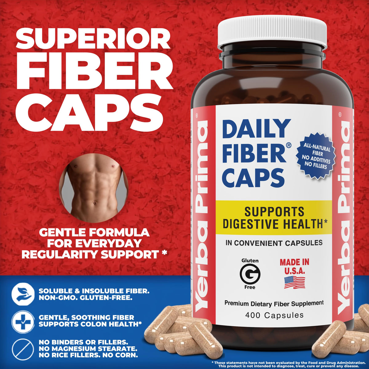 Yerba Prima Daily Fiber Caps Formula - 400 Capsules - image 2