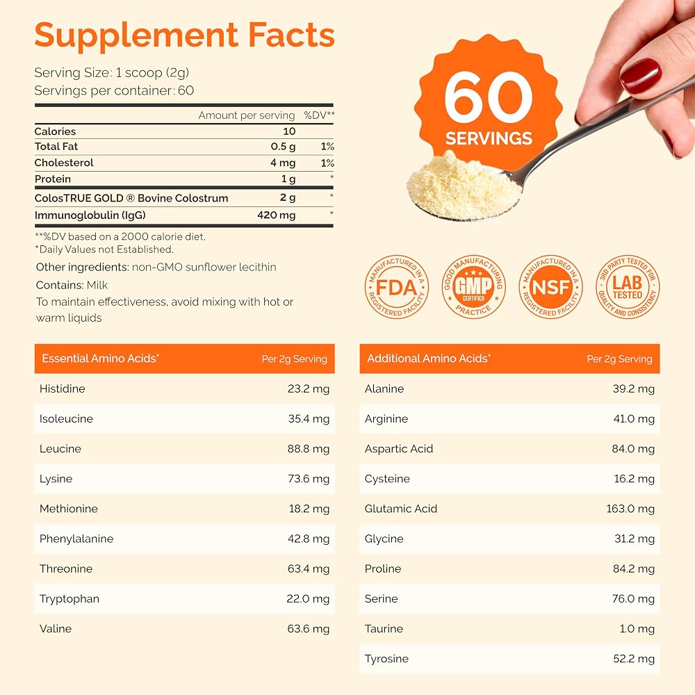 Folqs Bovine Colostrum Powder, First Day Milking - 60 Servings - image 8