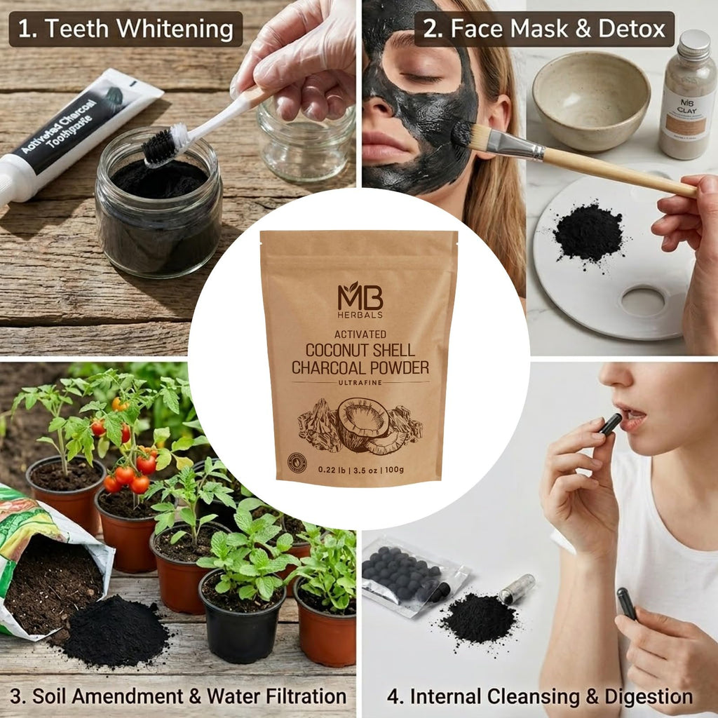 MB Herbals Activated Charcoal Powder from Coconut Shell 3.5 oz (100
