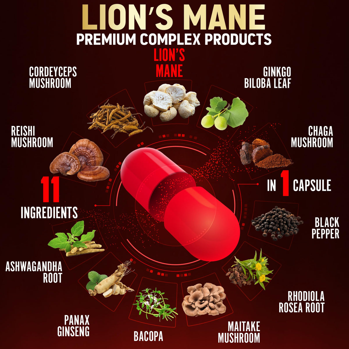 Zolotus Lions Mane Mushroom Supplement with Cordyceps - 180 Capsules - image 3