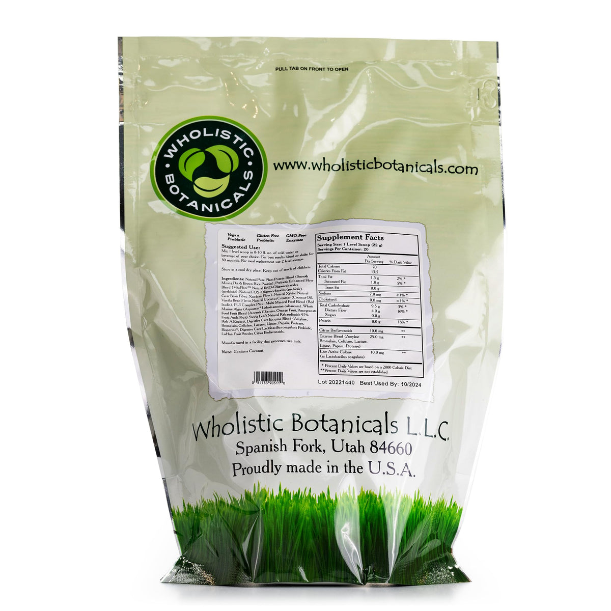 Wholistic Botanicals Live Plant Pea Protein Vanilla Powder - 1 lb - image 2