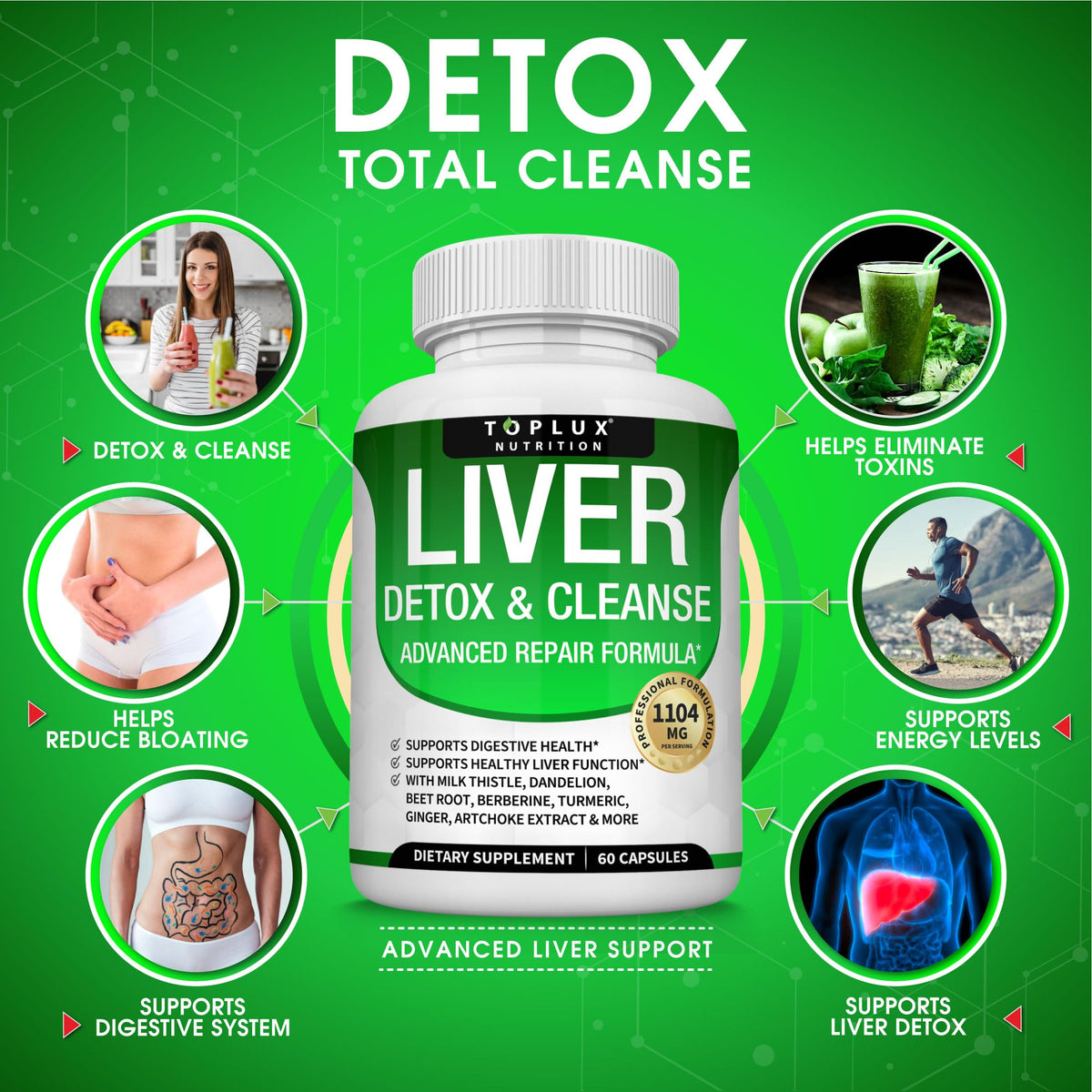 Toplux Liver Cleanse Detox & Repair Formula Liver Detox Supplement