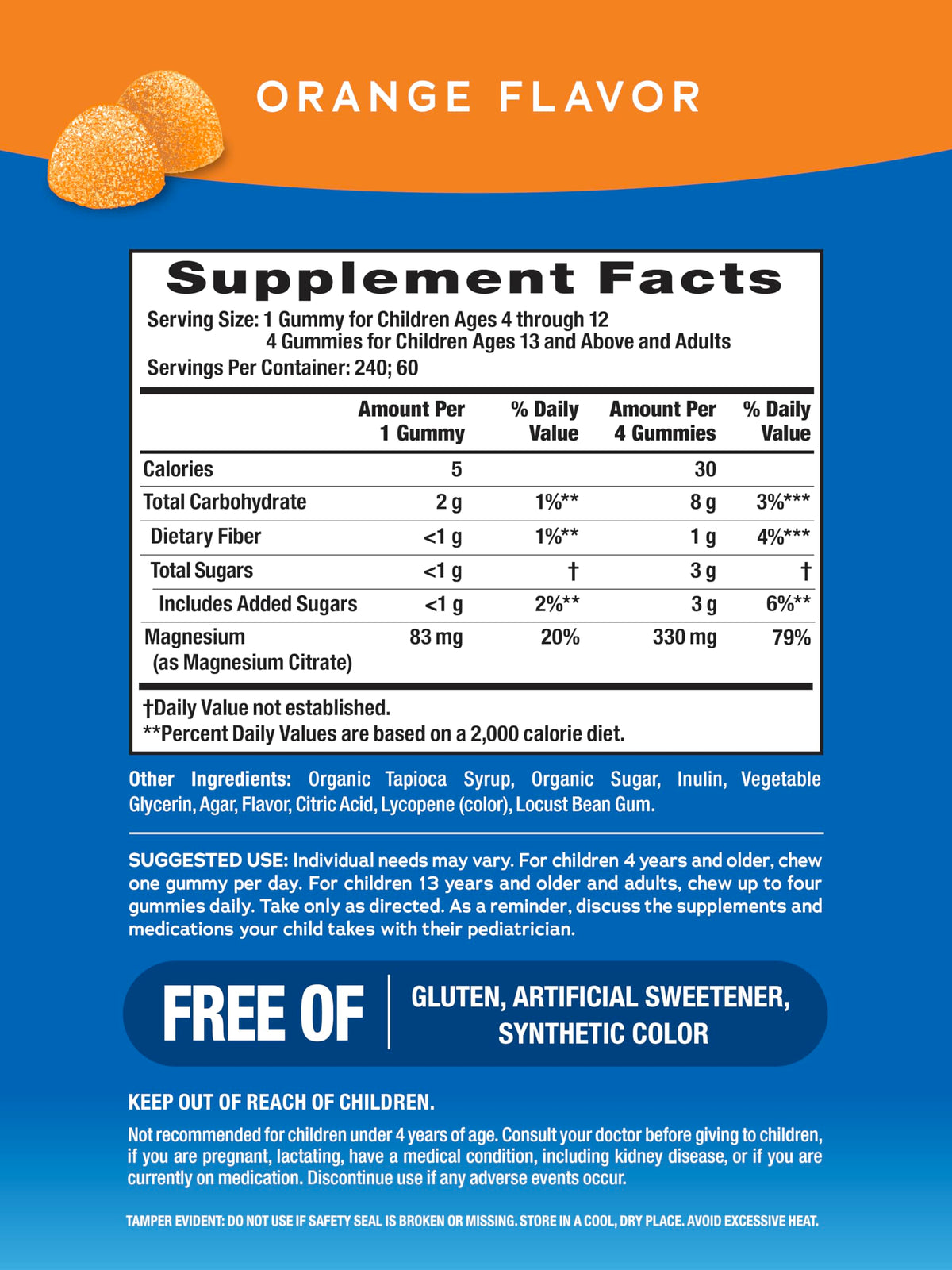 Natural Vitality Calm Magnesium Gummies 330mg - 240 Count - image 2