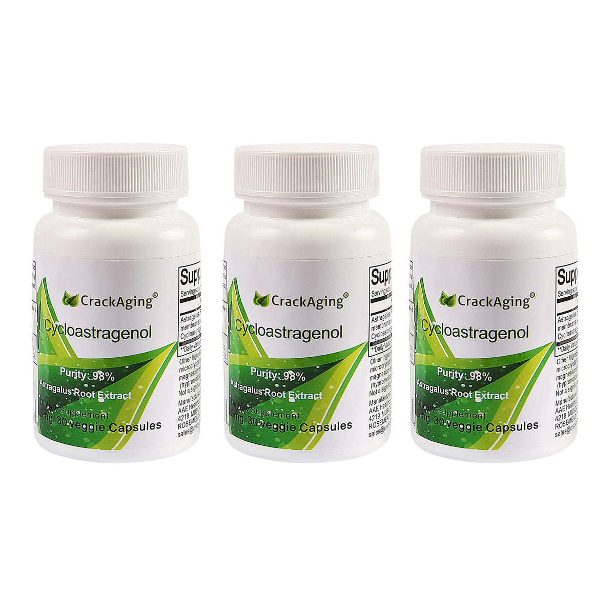 Crackaging Cycloastragenol 5 mg Capsules - 90 Vegetarian Capsules