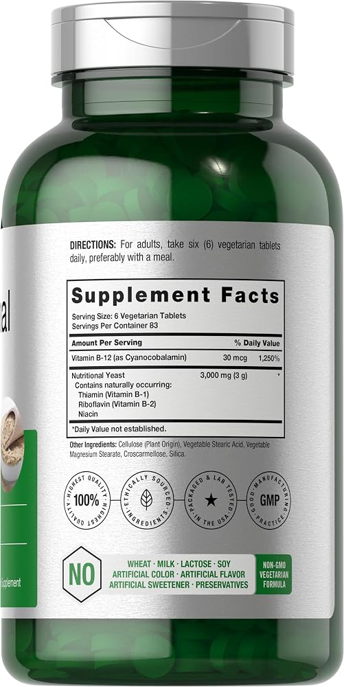 Horbäach Nutritional Yeast Tablets 3000mg - 500 Count - image 2