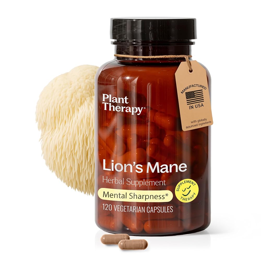 Plant Therapy Lion's Mane Mushroom Supplement for Mental Clarity