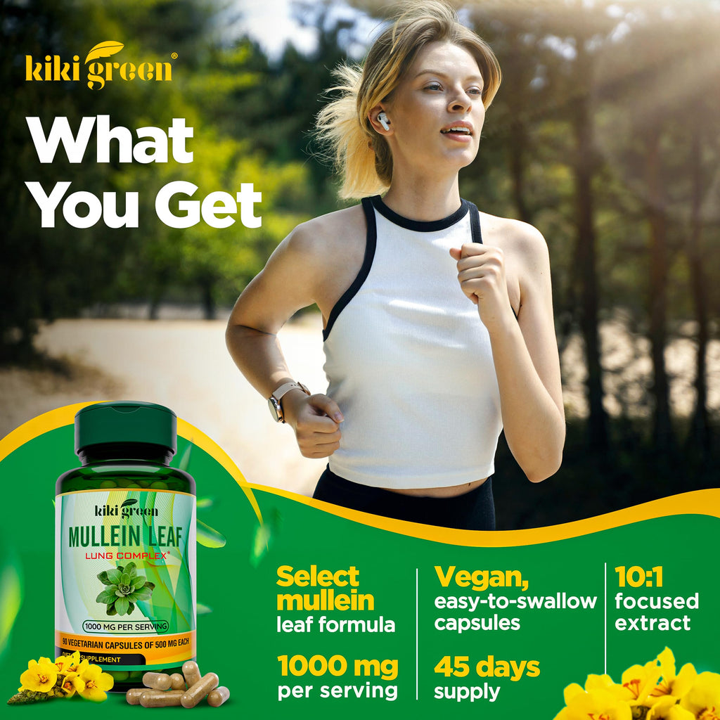 KIKI Green Mullein Leaf Extract Capsules - 1000mg - 90 Count - image 4
