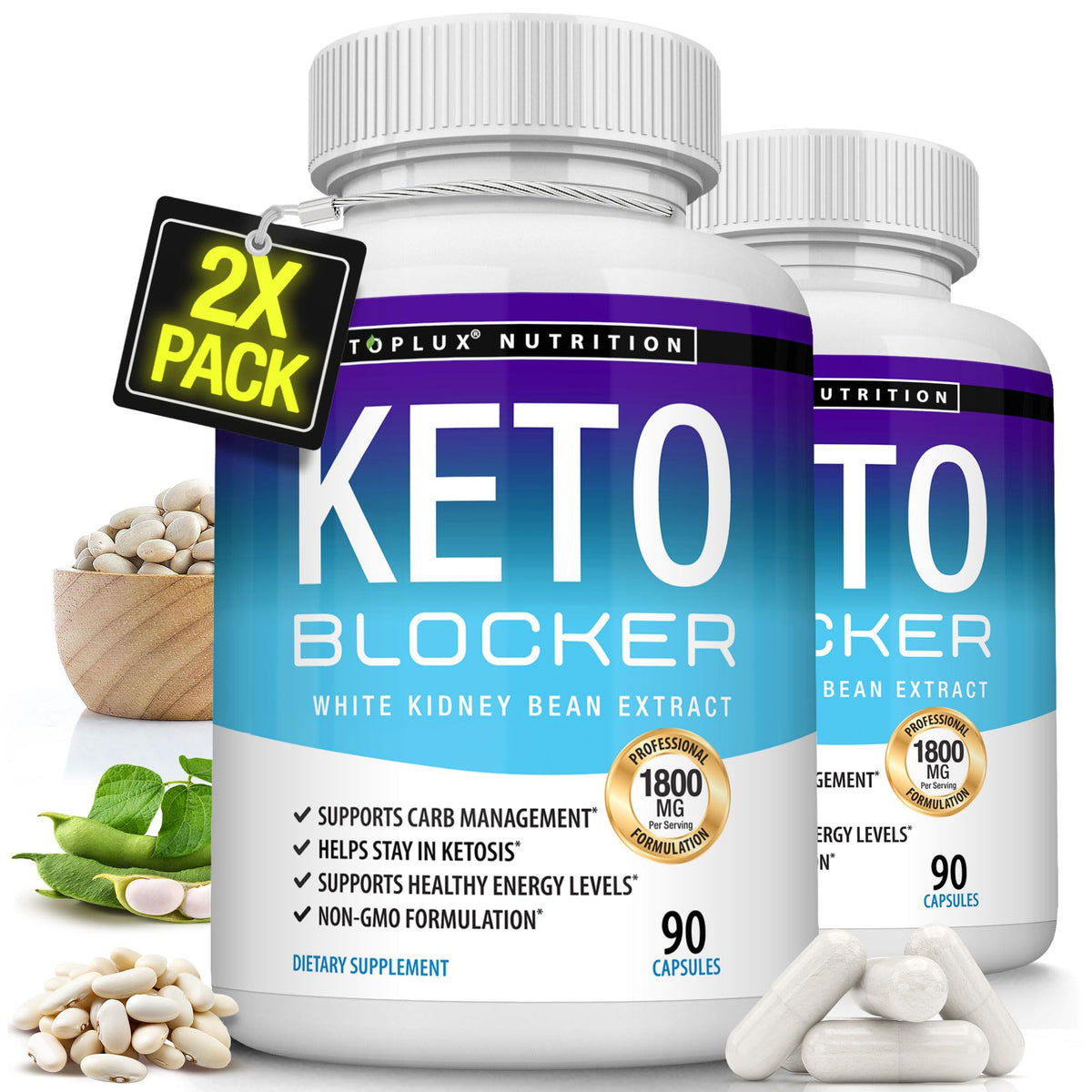 Toplux Keto Blocker White Kidney Bean Extract - 90 Capsules