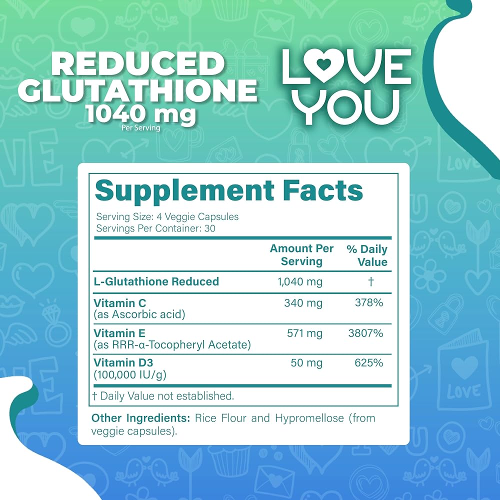 Love You Reduced Glutathione 1040 mg with Vitamins C, E & D3 - image 3