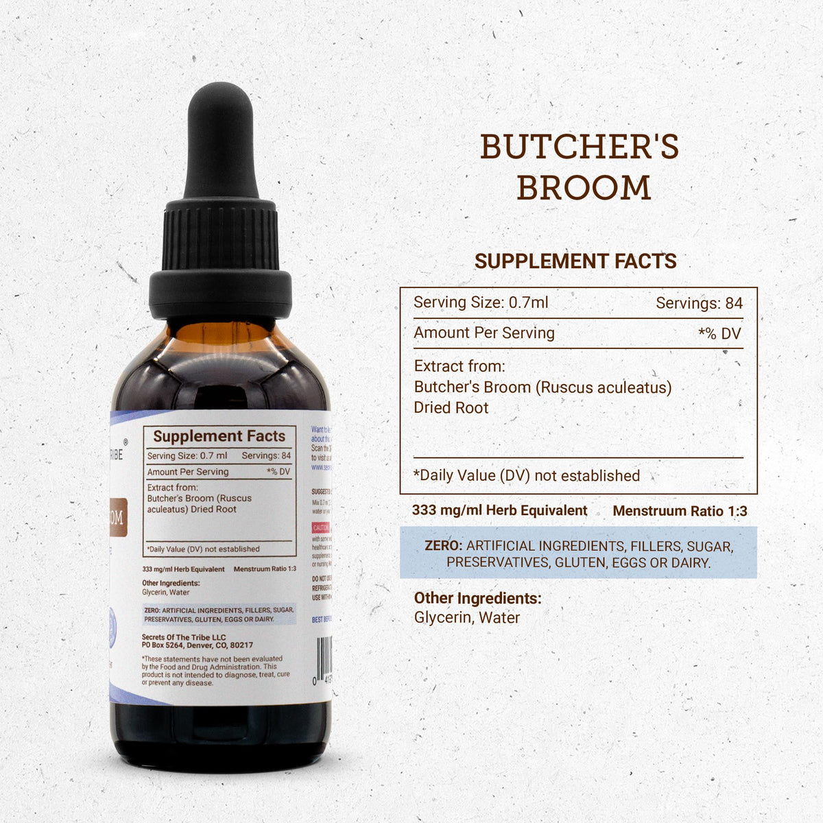 Secrets of the Tribe Butcher's Broom Alcohol-Free Liquid Extract