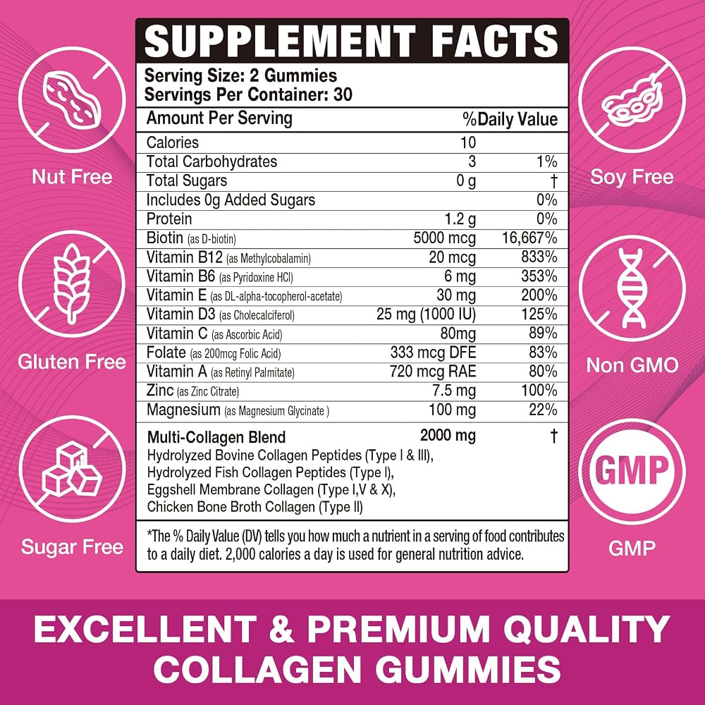 VAJYKEWJY Collagen Gummies with Biotin & Vitamin C - 120 Count - image 2