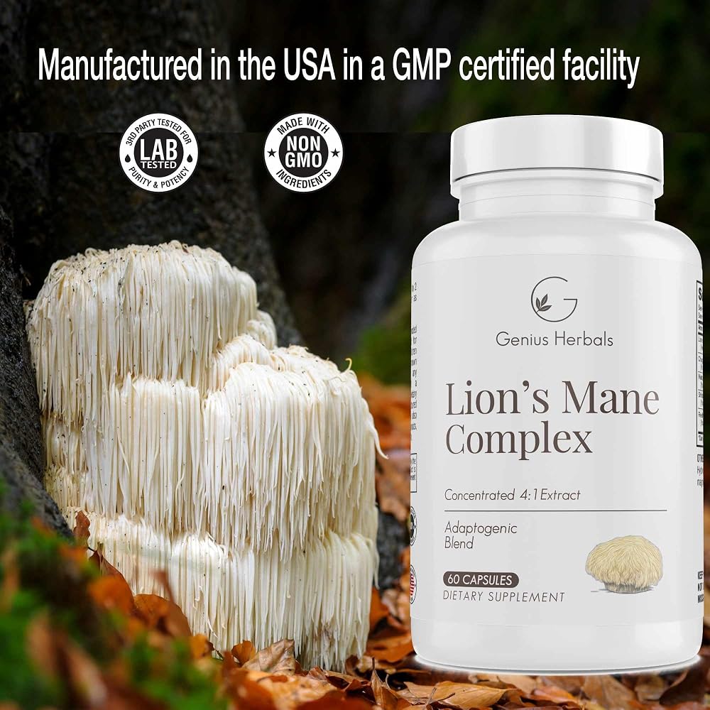 GENIUS HERBALS Lion's Mane Complex 700mg Brain Support - 60 Capsules - image 6