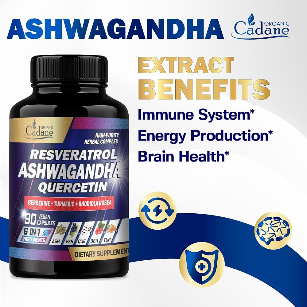 Organic Cadane Ashwagandha Complex with Resveratrol - 90 Capsules - image 5