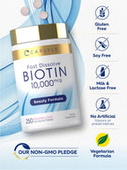Carlyle Biotin 10000mcg Max Strength - 250 Fast Dissolve Tablets - image 5