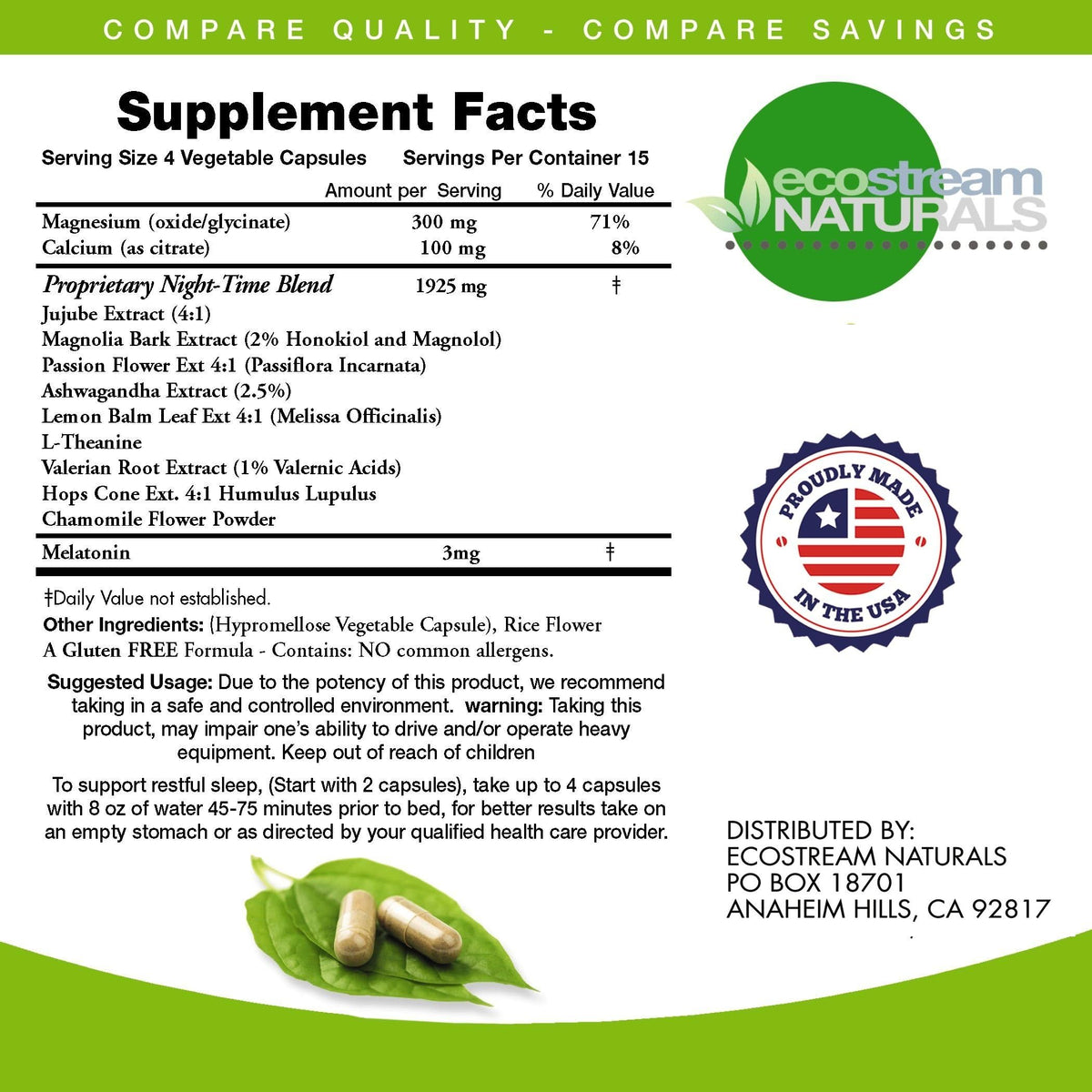 ecostream Naturals Muscle Relax PM Sleep Support - 60 Capsules - image 3
