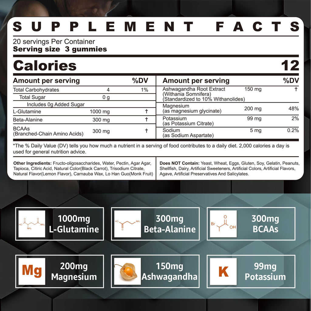 Nextdia L-Glutamine 1000mg Post-Workout Recovery Gummies - 60 Count - image 2