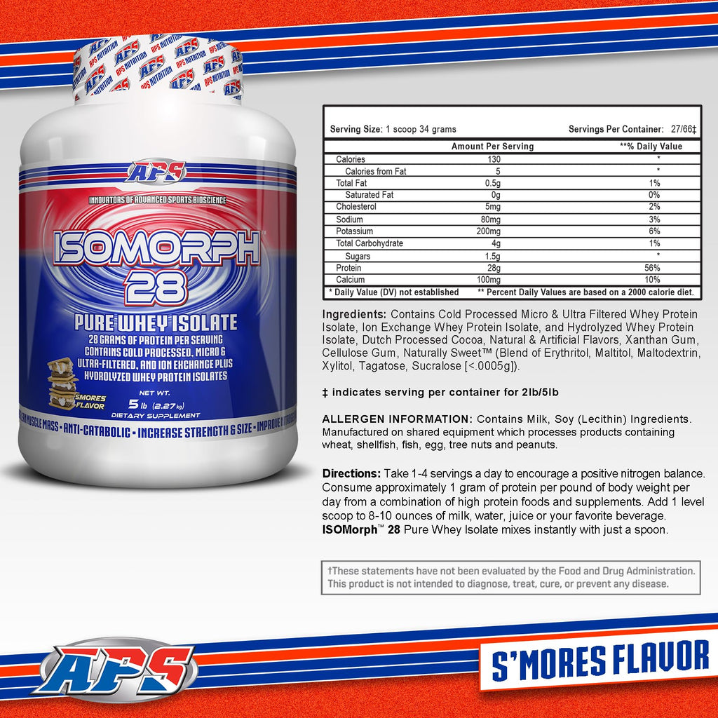 APS Nutrition Isomorph 28 Whey Protein Isolate S'Mores - 5 lb - image 2