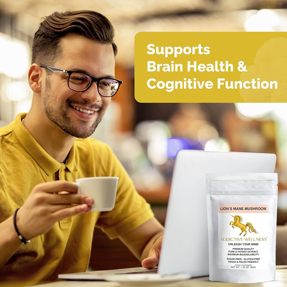 Addictive Wellness Lion's Mane Mushroom Powder Dual-Extract 1500mg - 1.76 oz - image 3