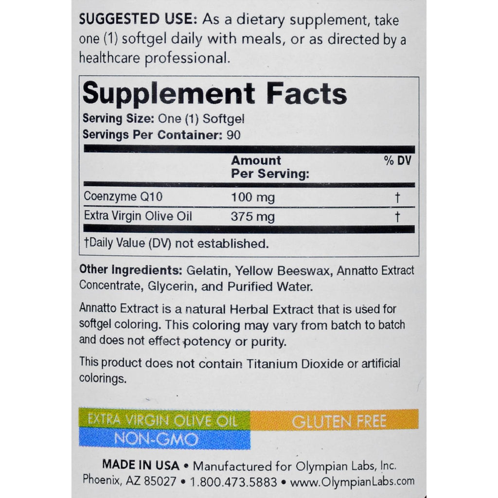 Olympian Labs CoQ10 100mg - 90 Softgels - image 2