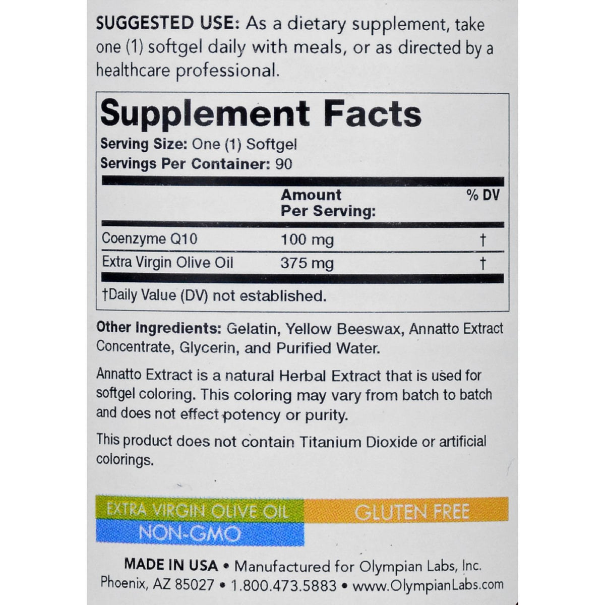 Olympian Labs CoQ10 100mg - 90 Softgels - image 2