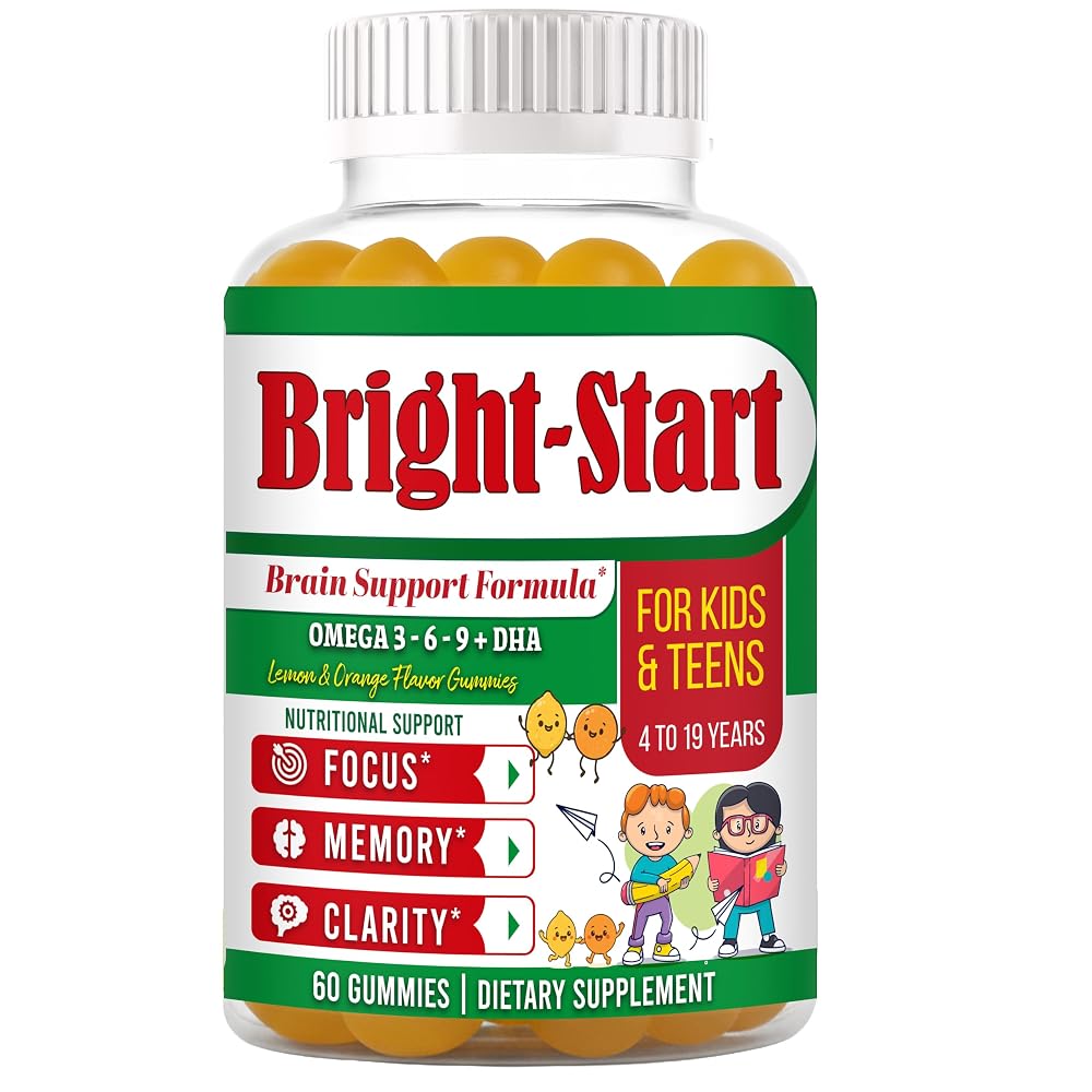 BrightStart Focus Gummies for Kids & Teens with Omega 3 DHA - 60 Ct