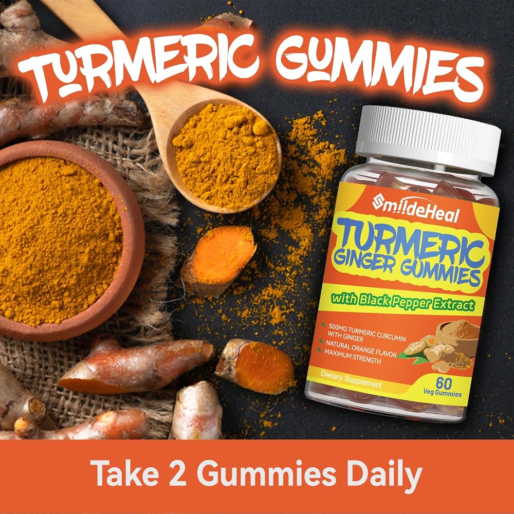 SmildeHeal Turmeric Curcumin Gummies 500mg - 120 Count - image 4