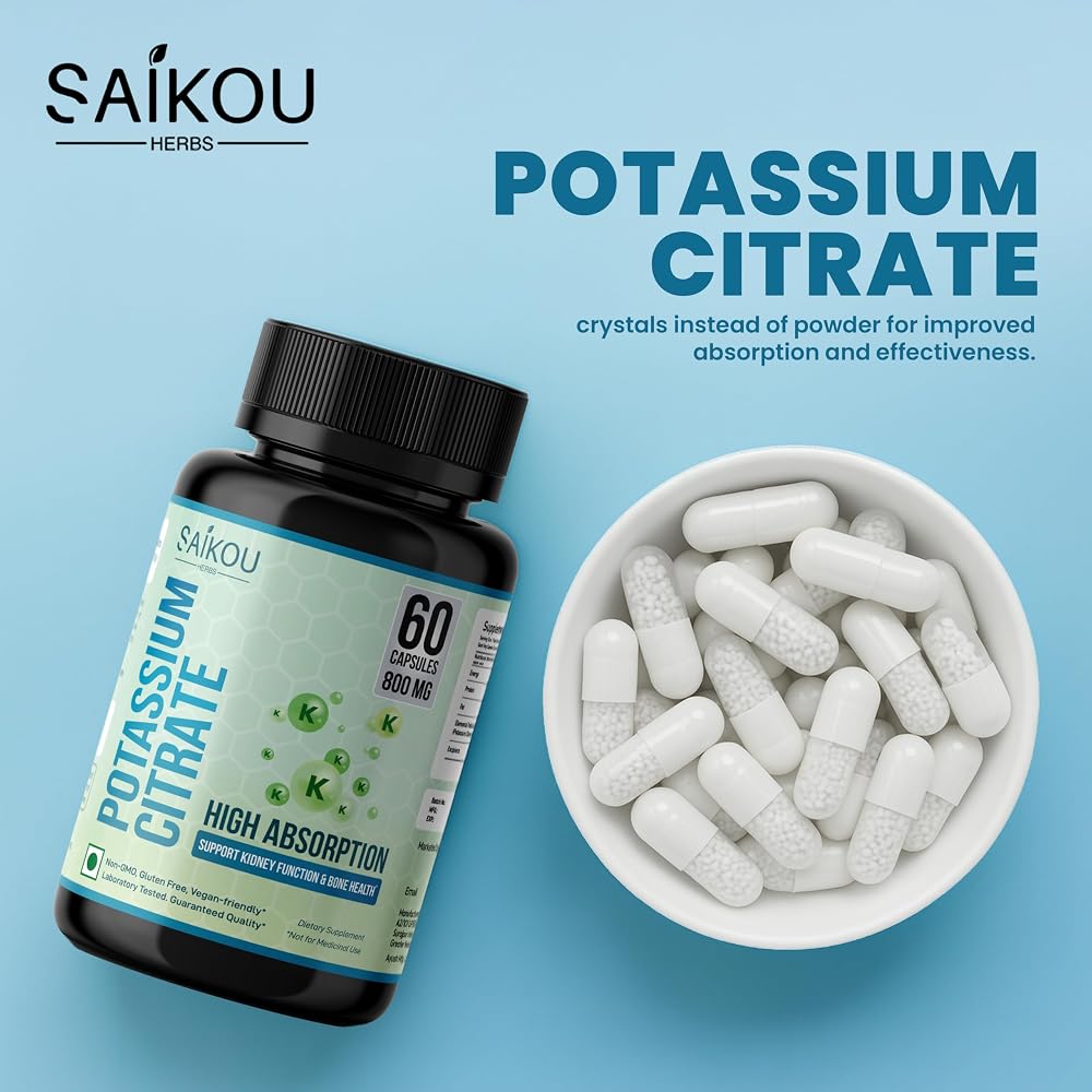 SAIKOU HERBS Potassium Supplement 800 mg High Absorption Potassium